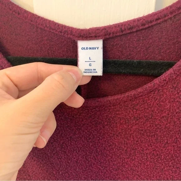 Old Navy Maroon Long Sleeve Swing Line Dress - Picture 2 of 3